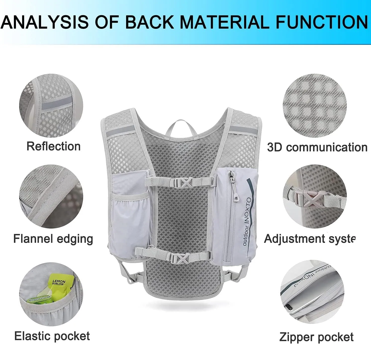 INOXTO Running Hydration Vest ,Lightweight Insulated Pack with 250ml Soft Flask Daypack for Hiking Trail Running Cycling Race Marathon for Women Men