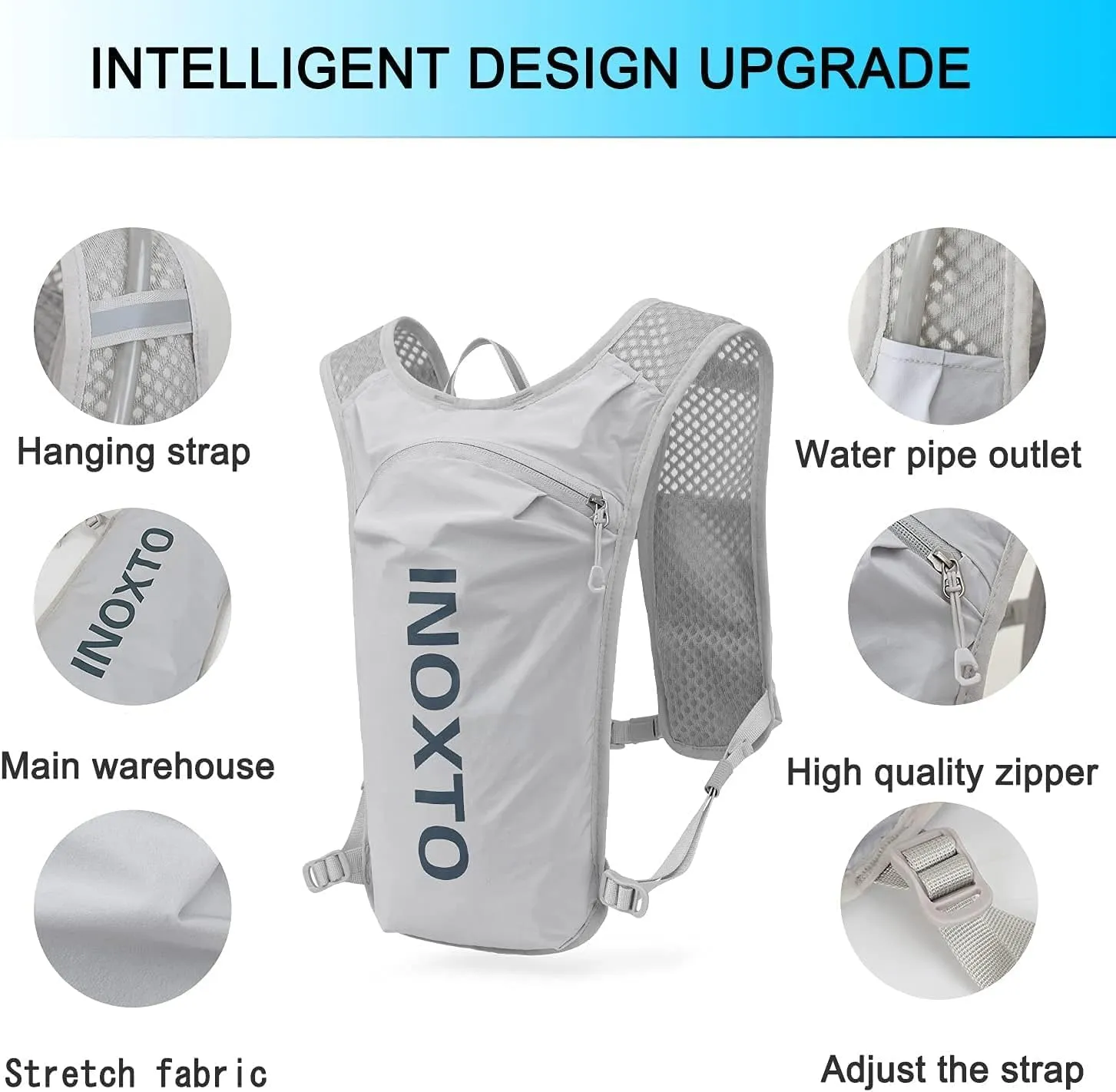 INOXTO Running Hydration Vest ,Lightweight Insulated Pack with 250ml Soft Flask Daypack for Hiking Trail Running Cycling Race Marathon for Women Men