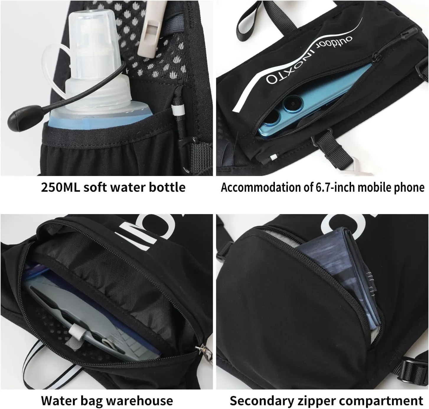INOXTO Running Hydration Vest ,Lightweight Insulated Pack with 250ml Soft Flask Daypack for Hiking Trail Running Cycling Race Marathon for Women Men