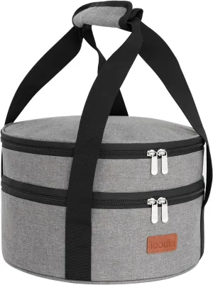 Insulated Casserole Carrier Bag, Expandable Thermal Food Carrier Insulated Travel Carry Bag for Hot or Cold Food for Picnic Cookouts Potluck Parties (Gray)