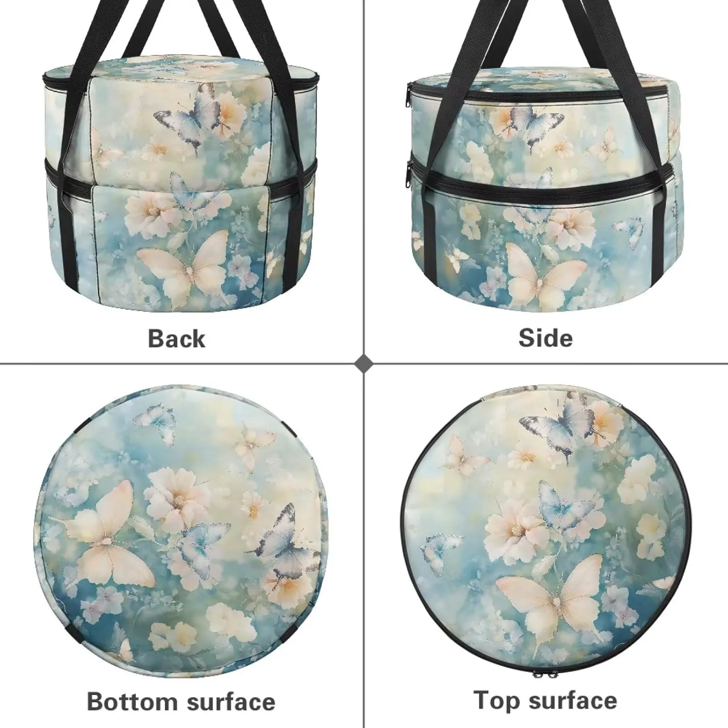 Insulated Casserole Carrier for Hot and Cold Food Portable Food Warmer Drink Beverage Cooler Bag Thermal Baking Dish Carrier Outdoor Dining Essentials, Flower Butterfly