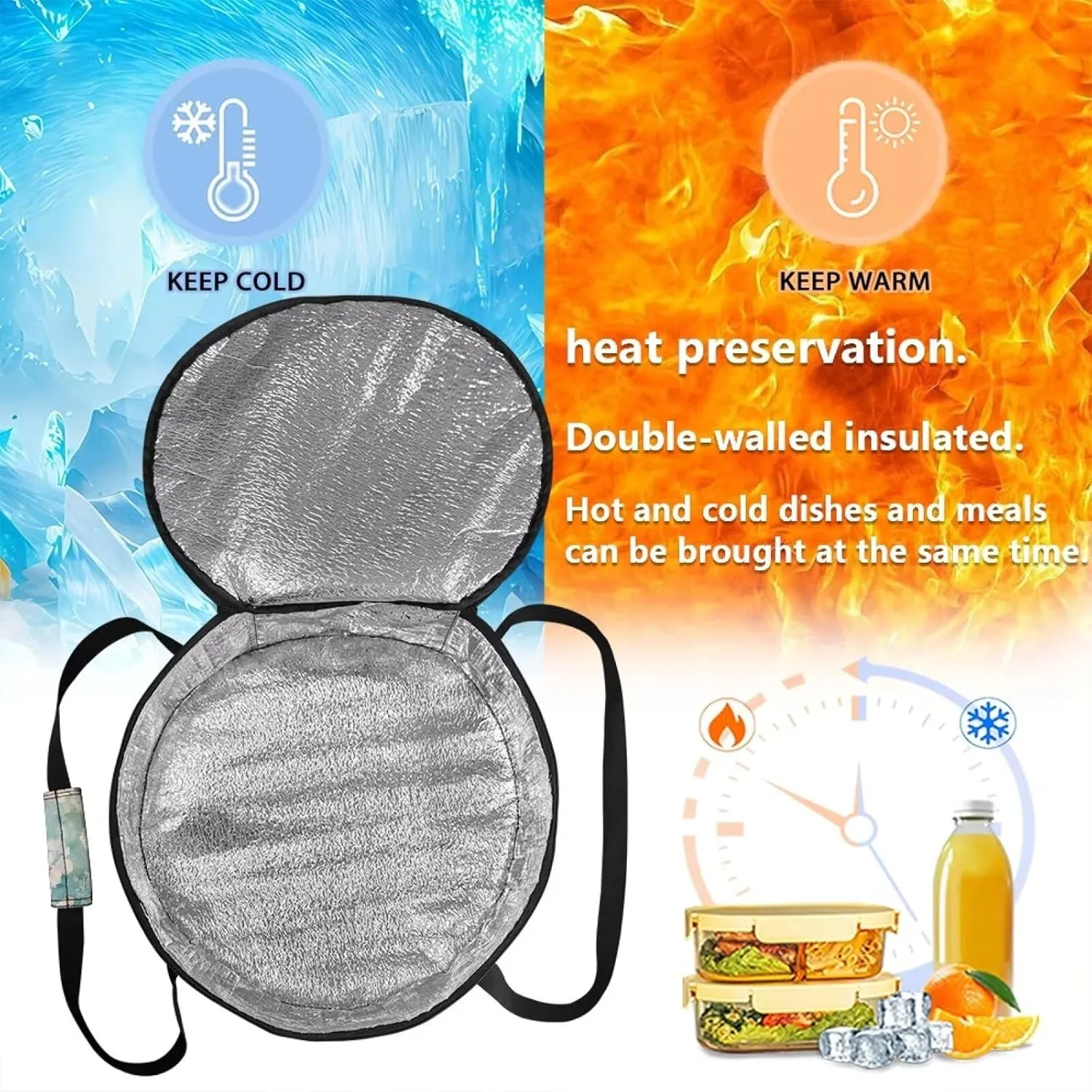 Insulated Casserole Carrier for Hot and Cold Food Portable Food Warmer Drink Beverage Cooler Bag Thermal Baking Dish Carrier Outdoor Dining Essentials, Flower Butterfly