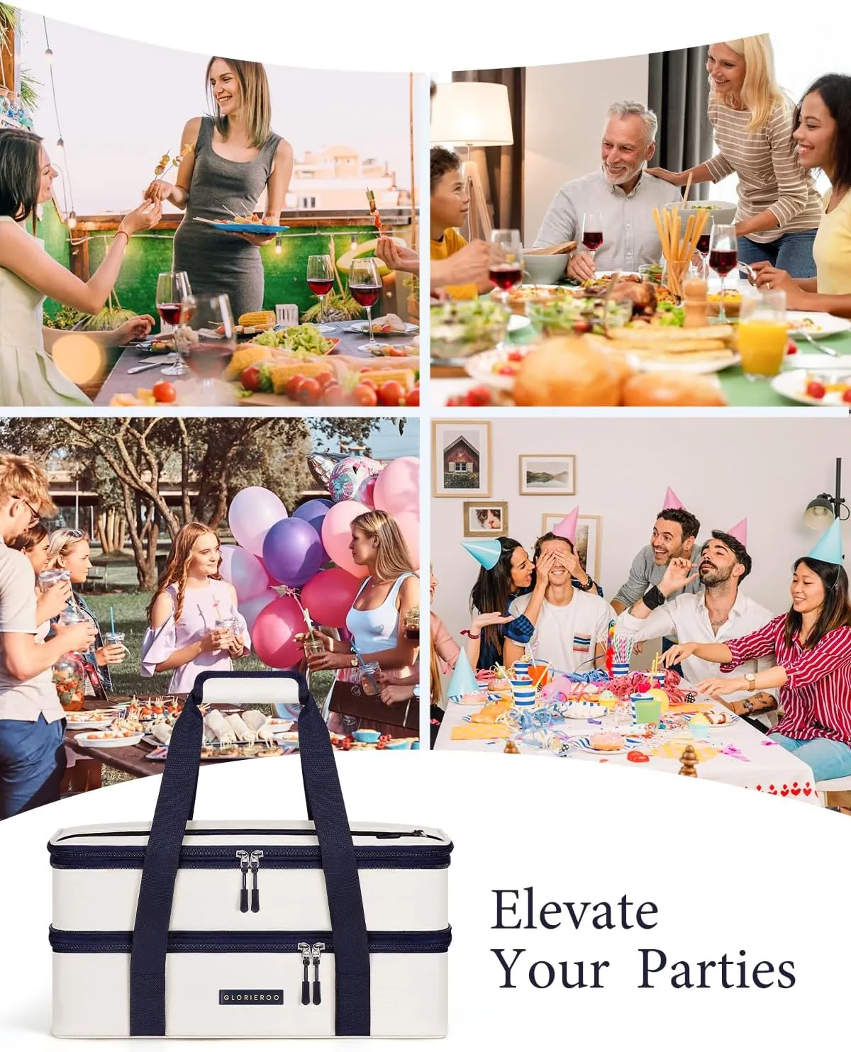 Insulated Casserole Carrier for Hot or Cold Food 9x13 - Insulated Food Container Bag Warmer with Heat-Resistant Mat for Potluck Parties Picnic Cookouts Fits 9" x 13" Casserole or Baking Dish