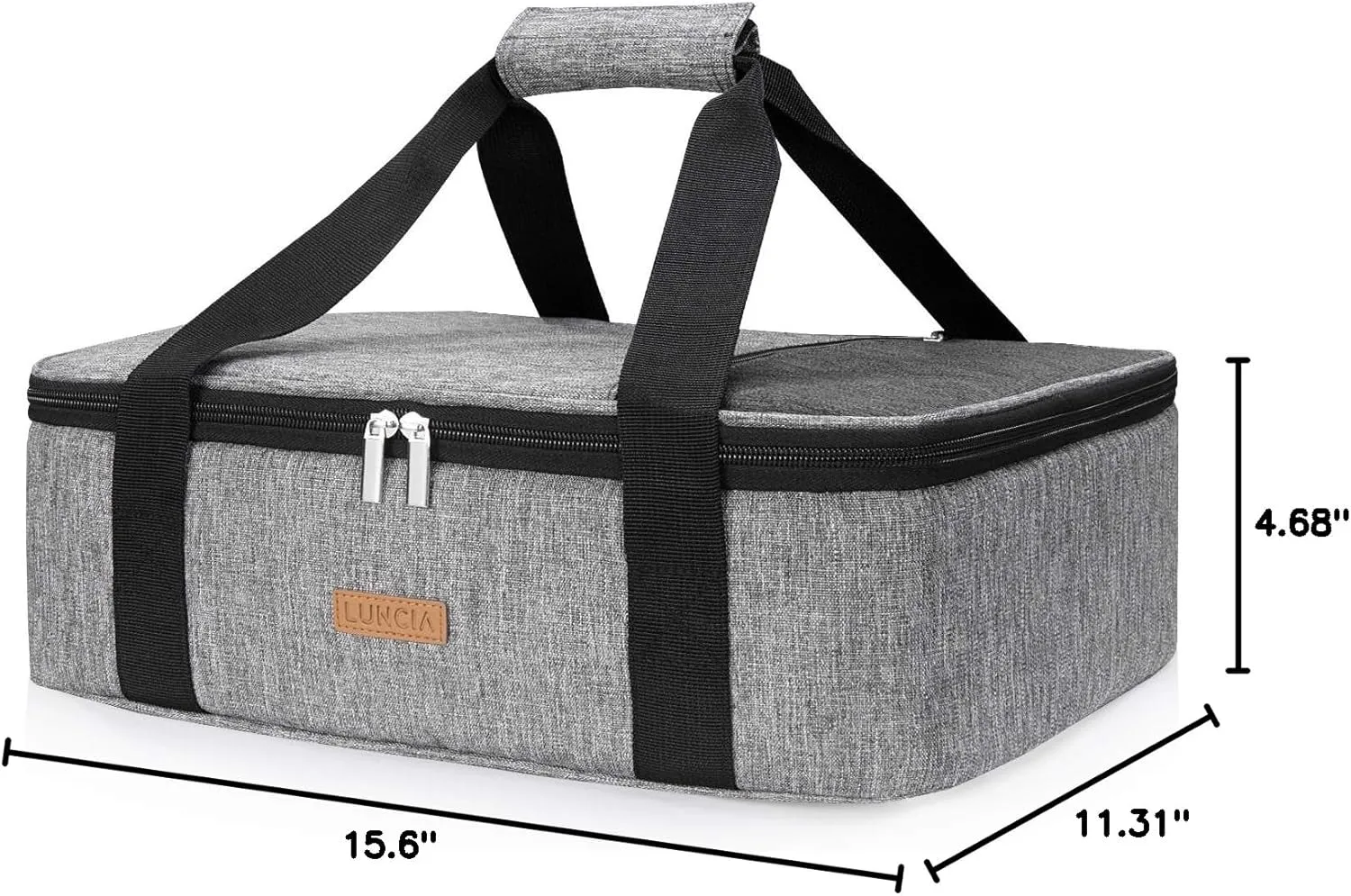 Insulated Casserole Carrier for Hot or Cold Food, Lasagna Lugger Tote for Potluck Parties/Picnic/Cookouts, Fits 9"x13" Baking Dish, Grey