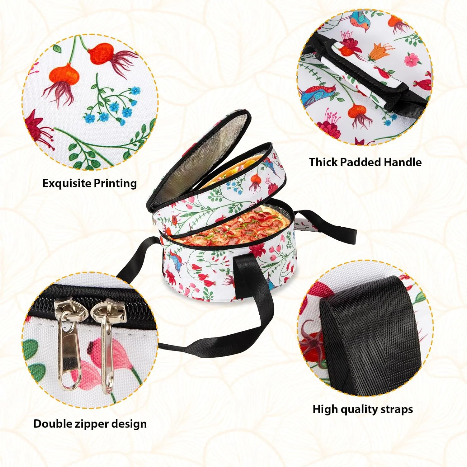 Insulated Double Decker Casserole Carrier for Hot or Cold Food, Pie and Dish Carrying Case, Lunch Bag for Party/Picnic, Pioneer Woman Dishes