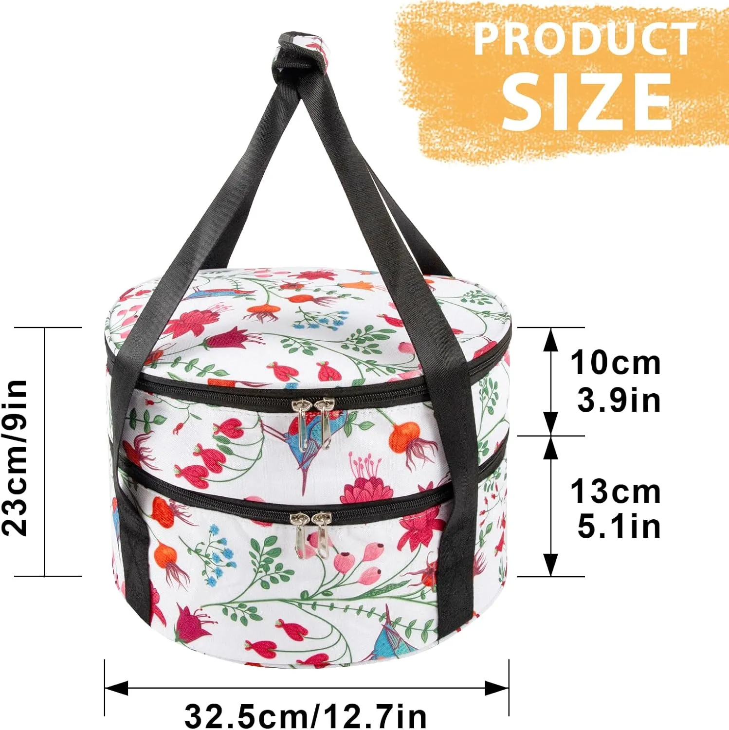 Insulated Double Decker Casserole Carrier for Hot or Cold Food, Pie and Dish Carrying Case, Lunch Bag for Party/Picnic, Pioneer Woman Dishes