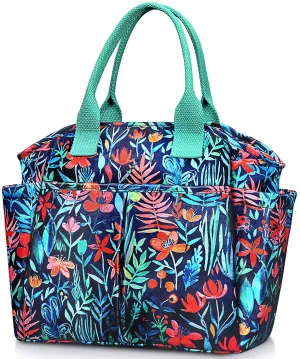 Insulated Lunch Bag, Leakproof Lunch Cooler with Front and Side Pockets - Jungle Night