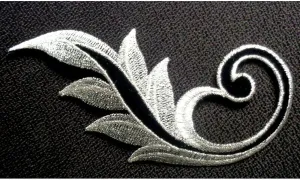 Iron On Patch Applique - Swirl Silver & Black 2 3/4" Across X 4 7/8" High Embroidered Iron on Patch Sew On for Clothing Applique for Jackets, Hats, Backpacks Repair Patches for Craft