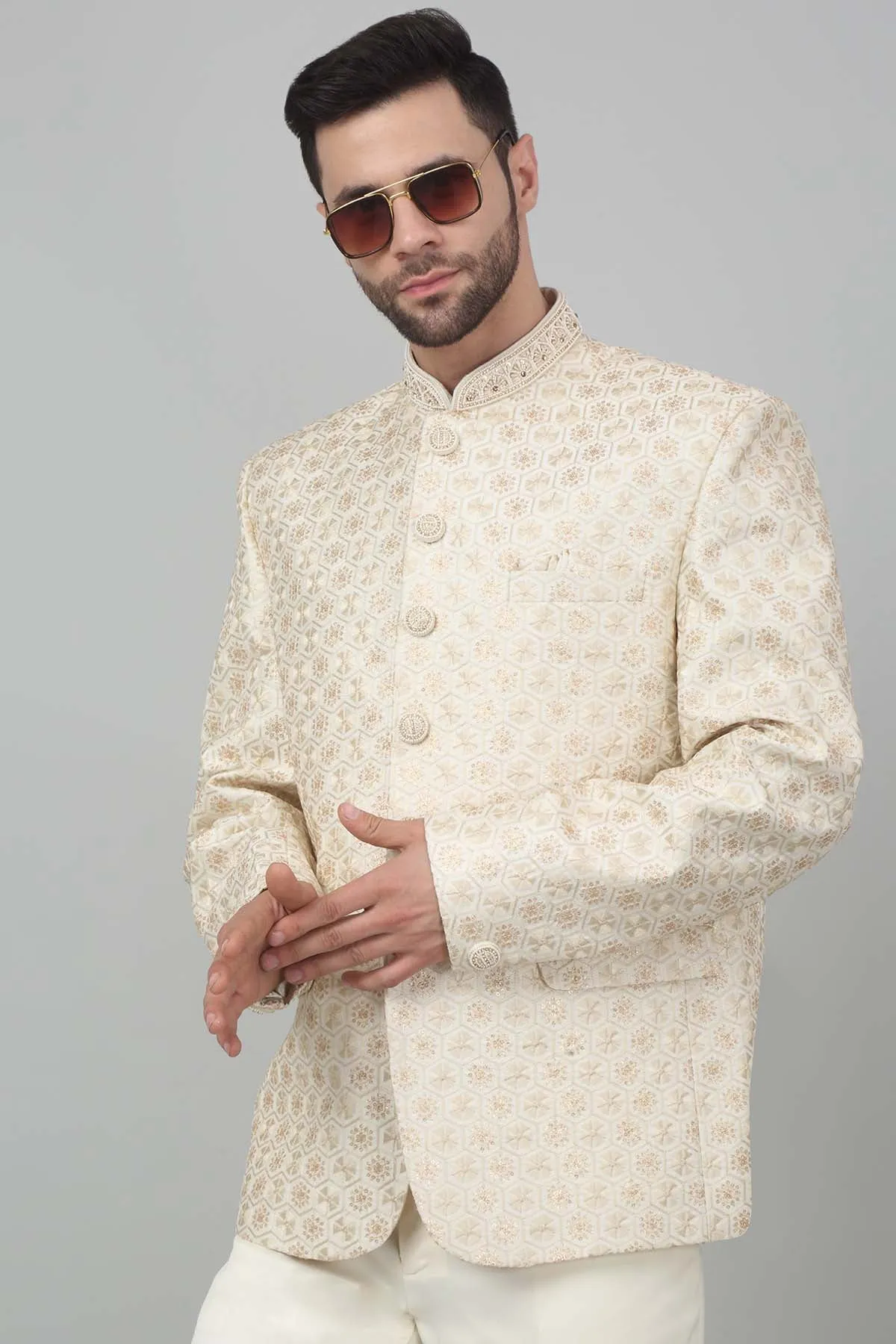 Ivory Embroidered Bandhgala