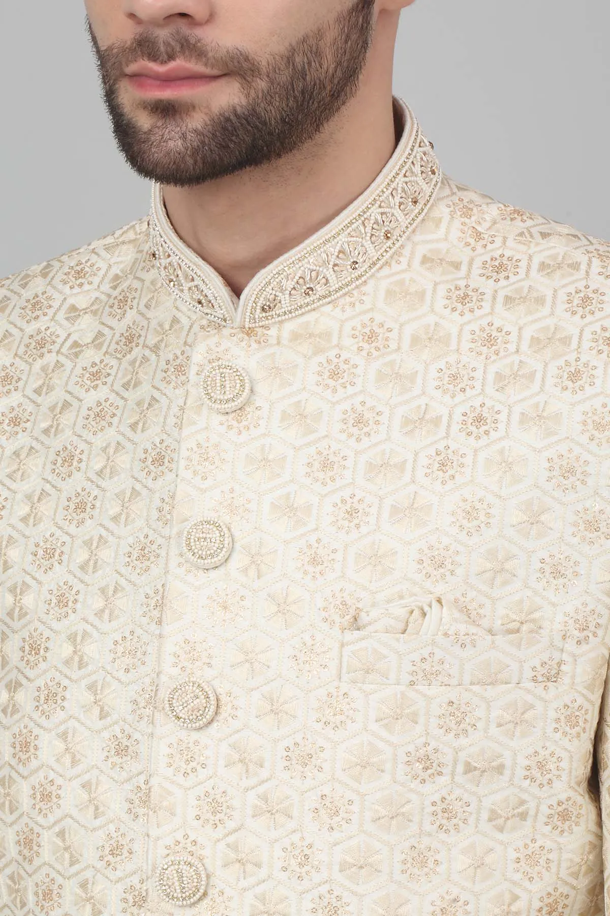 Ivory Embroidered Bandhgala