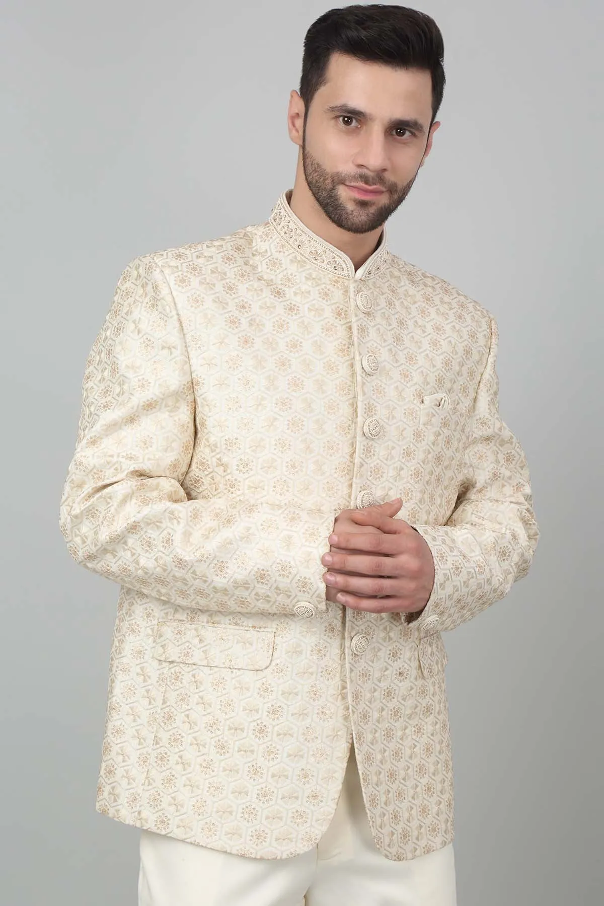 Ivory Embroidered Bandhgala
