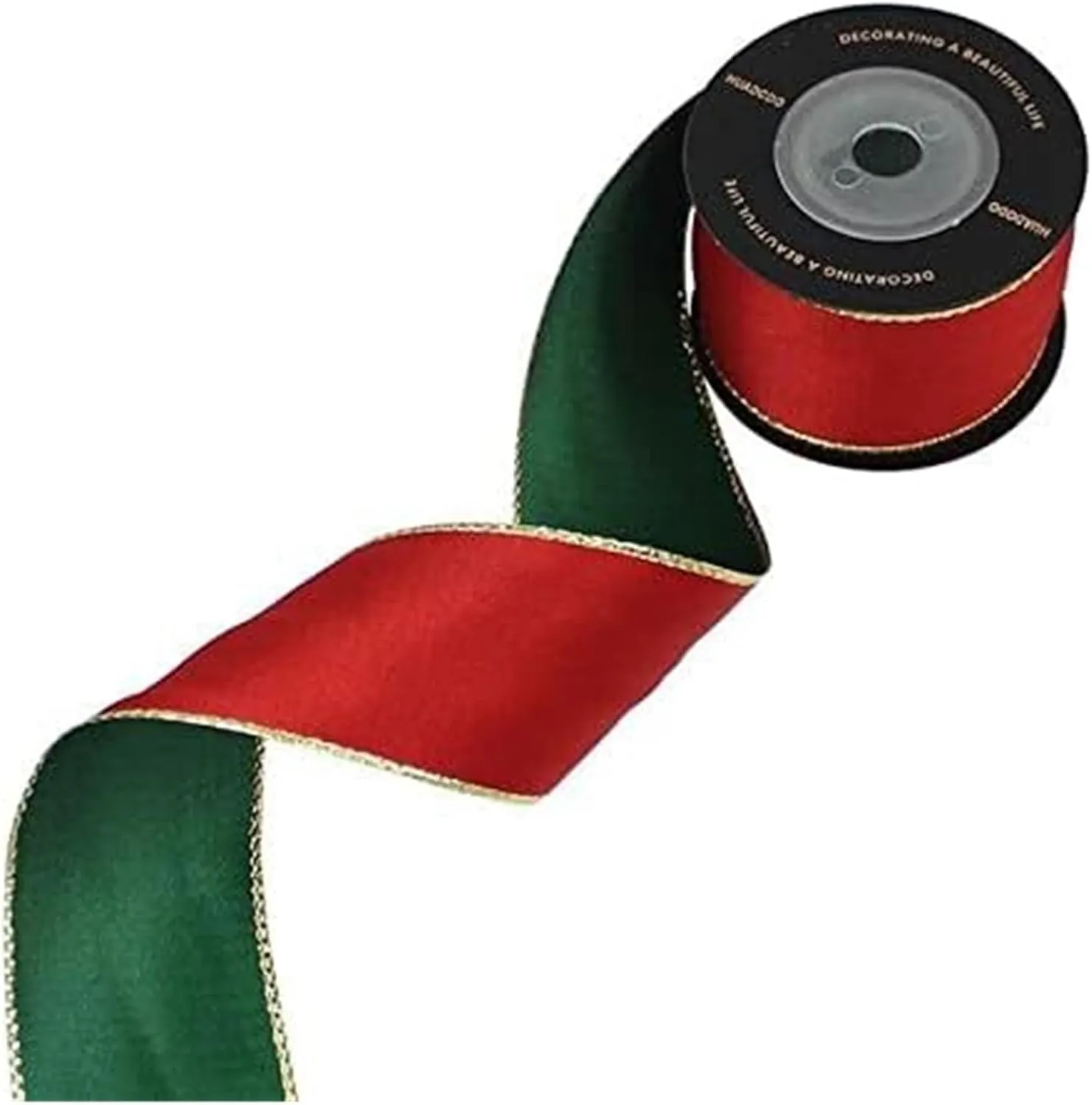 Ivory Satin,Christmas Ribbons, Stain Wrap Ribbon Decorative Ribbon Christmas Ribbon Festival Plaid Wired Ribbons for Christmas Decoration(Green)