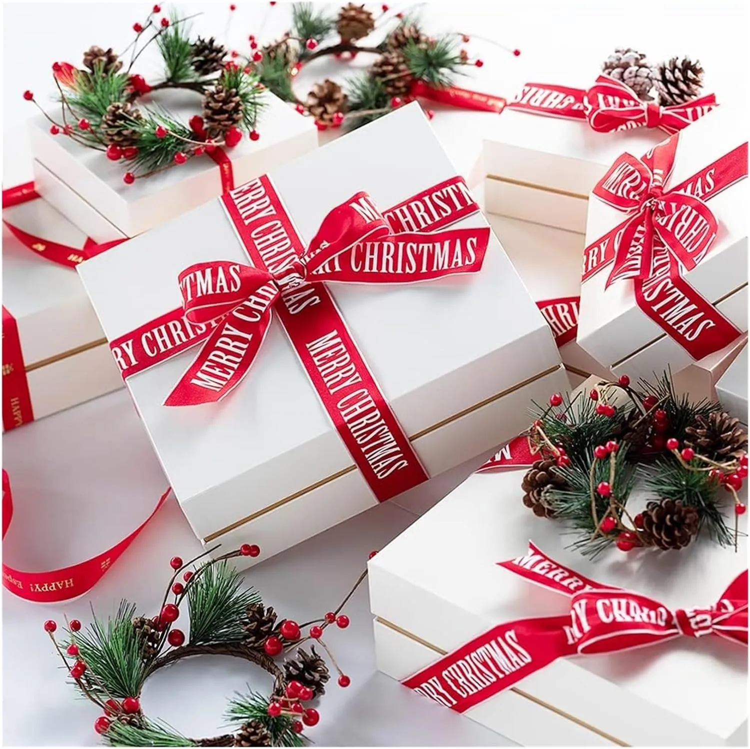 Ivory Satin,Christmas Ribbons, Stain Wrap Ribbon Decorative Ribbon Christmas Ribbon Festival Plaid Wired Ribbons for Christmas Decoration(Green)
