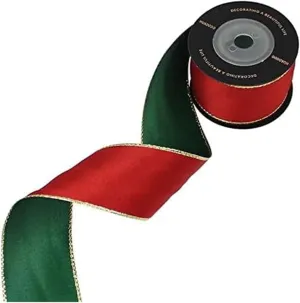 Ivory Satin,Christmas Ribbons, Stain Wrap Ribbon Decorative Ribbon Christmas Ribbon Festival Plaid Wired Ribbons for Christmas Decoration(Green)