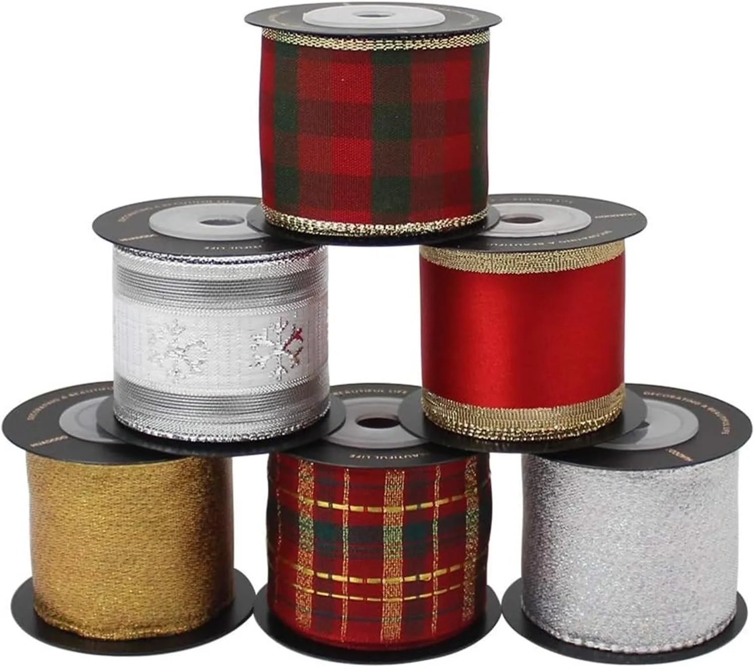 Ivory Satin,Christmas Ribbons, Stain Wrap Ribbon Decorative Ribbon Christmas Ribbon Festival Plaid Wired Ribbons for Christmas Decoration(Green)
