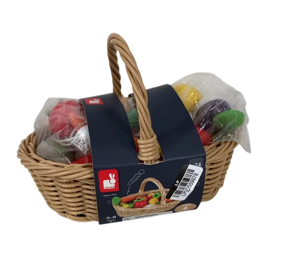 Janod Wooden Play Food Fruit and Vegetable Basket