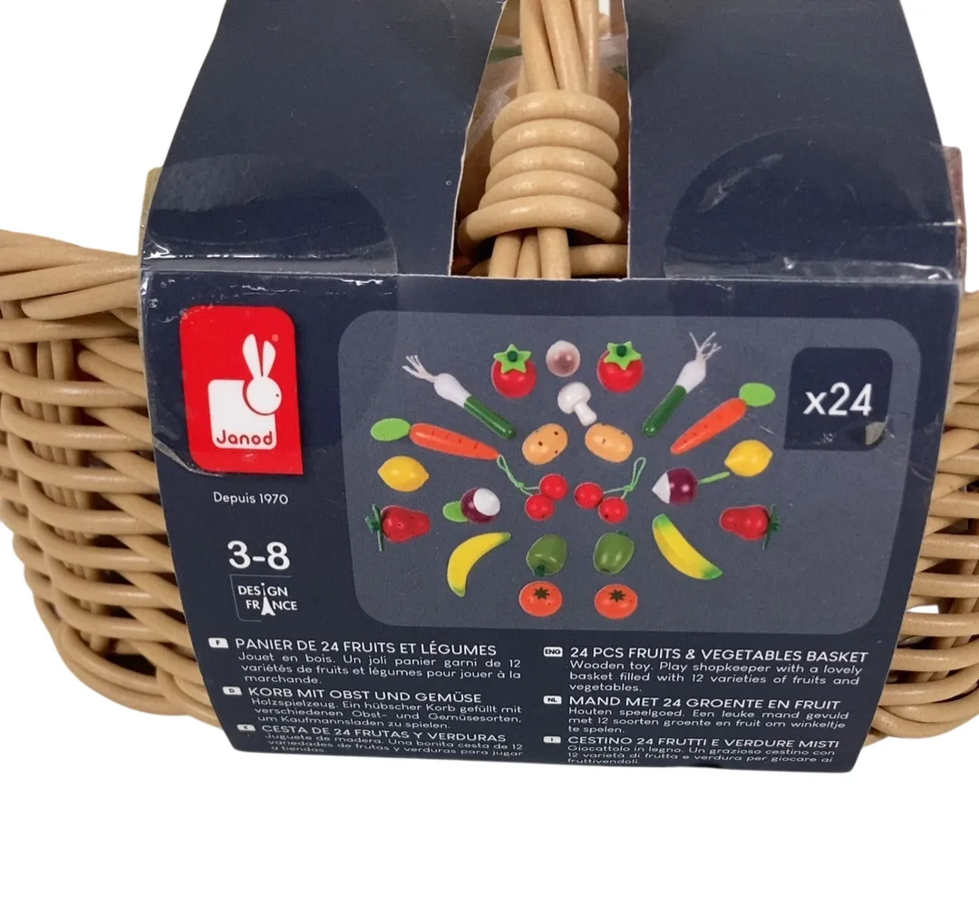 Janod Wooden Play Food Fruit and Vegetable Basket