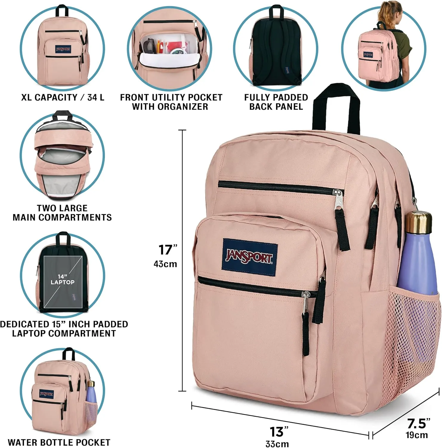 JanSport Laptop Backpack - Computer Bag with 2 Compartments, Ergonomic Shoulder Straps, 15” Laptop Sleeve, Haul Handle - Cyberspace Galaxy