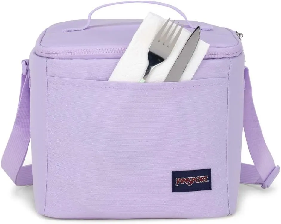 JanSport Super Snack – Insulated Lunch Bag with BPA-Free Liner, Zipper Top Opening, and Adjustable Shoulder Strap, Pastel Lilac