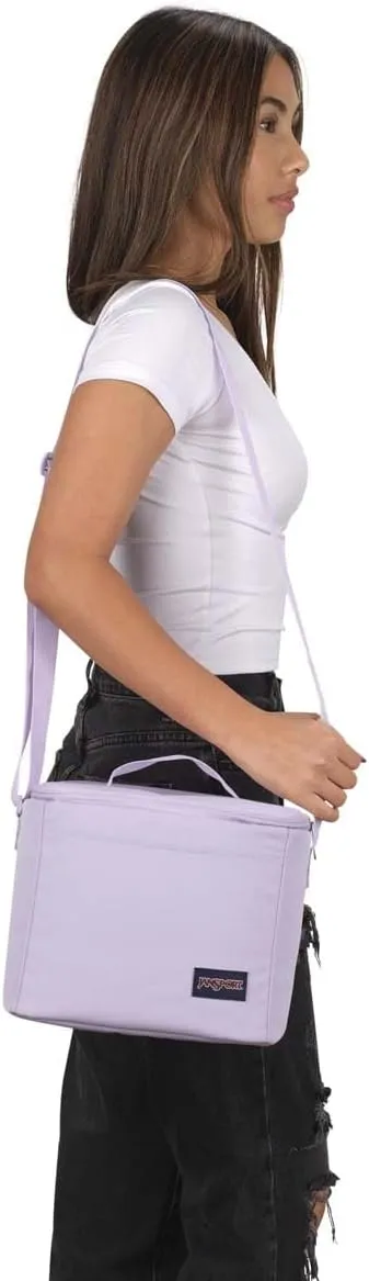 JanSport Super Snack – Insulated Lunch Bag with BPA-Free Liner, Zipper Top Opening, and Adjustable Shoulder Strap, Pastel Lilac