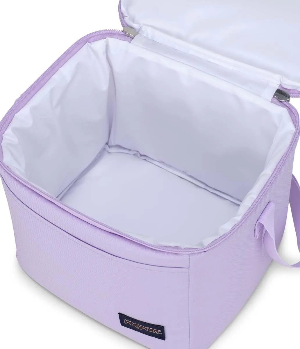JanSport Super Snack – Insulated Lunch Bag with BPA-Free Liner, Zipper Top Opening, and Adjustable Shoulder Strap, Pastel Lilac