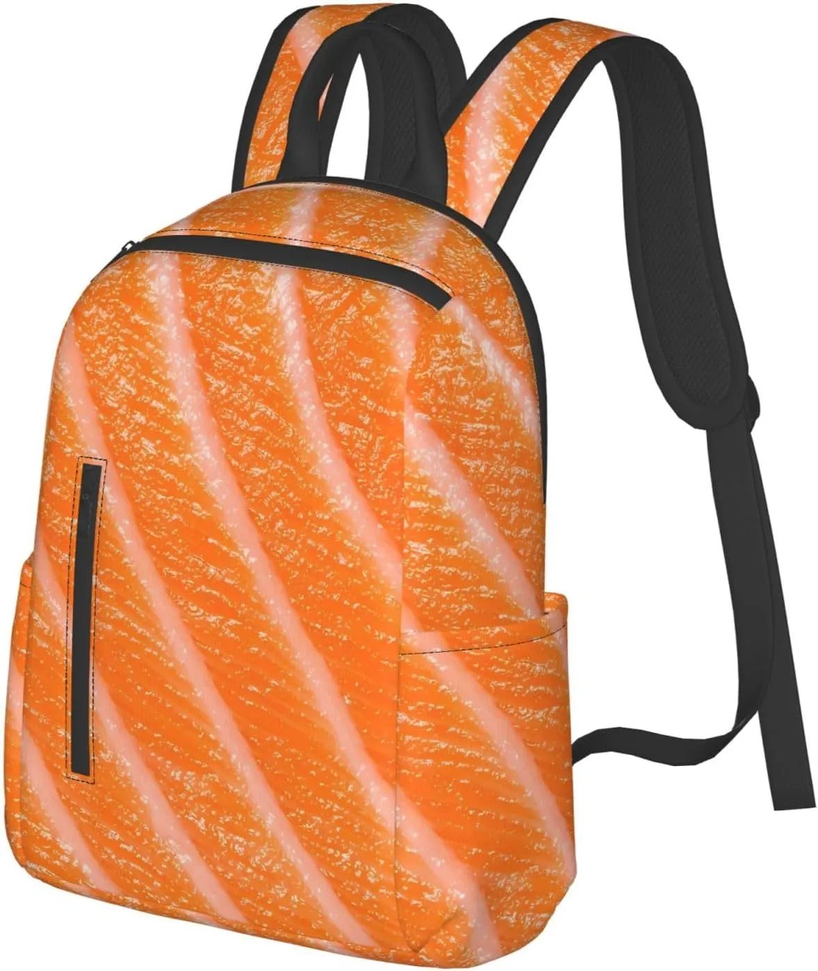 Japanese Salmon Sushi Sashimi Casual Backpacks Large Capacity Laptop Backpack Sports Rucksack Travel Daypack Adjustable Shoulder Strap Work Bag for Outdoor Camping