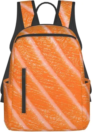 Japanese Salmon Sushi Sashimi Casual Backpacks Large Capacity Laptop Backpack Sports Rucksack Travel Daypack Adjustable Shoulder Strap Work Bag for Outdoor Camping