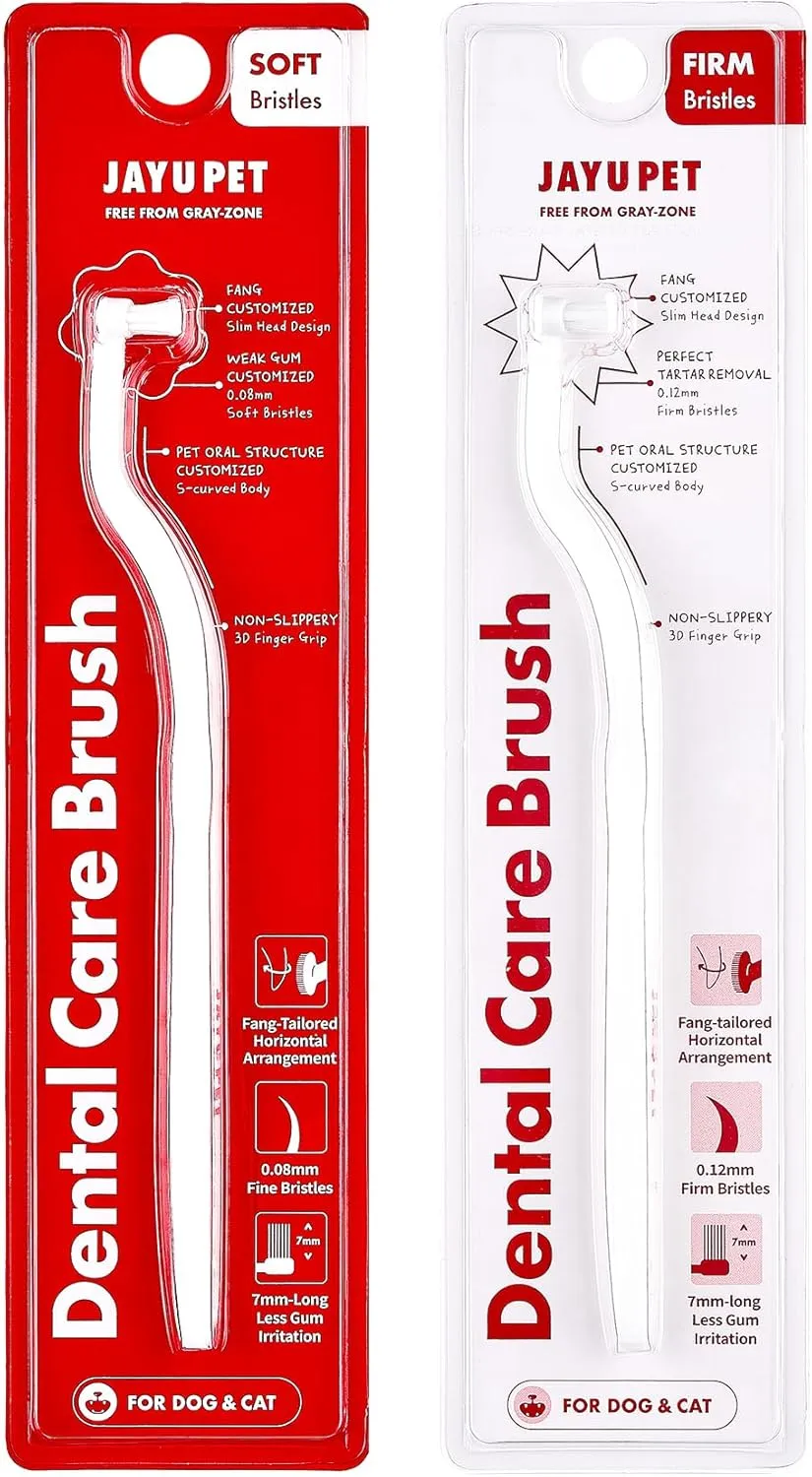 JAYU PET Dental Care Brush [Soft & Firm Bristles] - Toothbrush for Cat and Small Dogs, Removing Old Plaque and Tartar, Cat Dental Care, Cat Teeth Brushing & Easy Cleaning