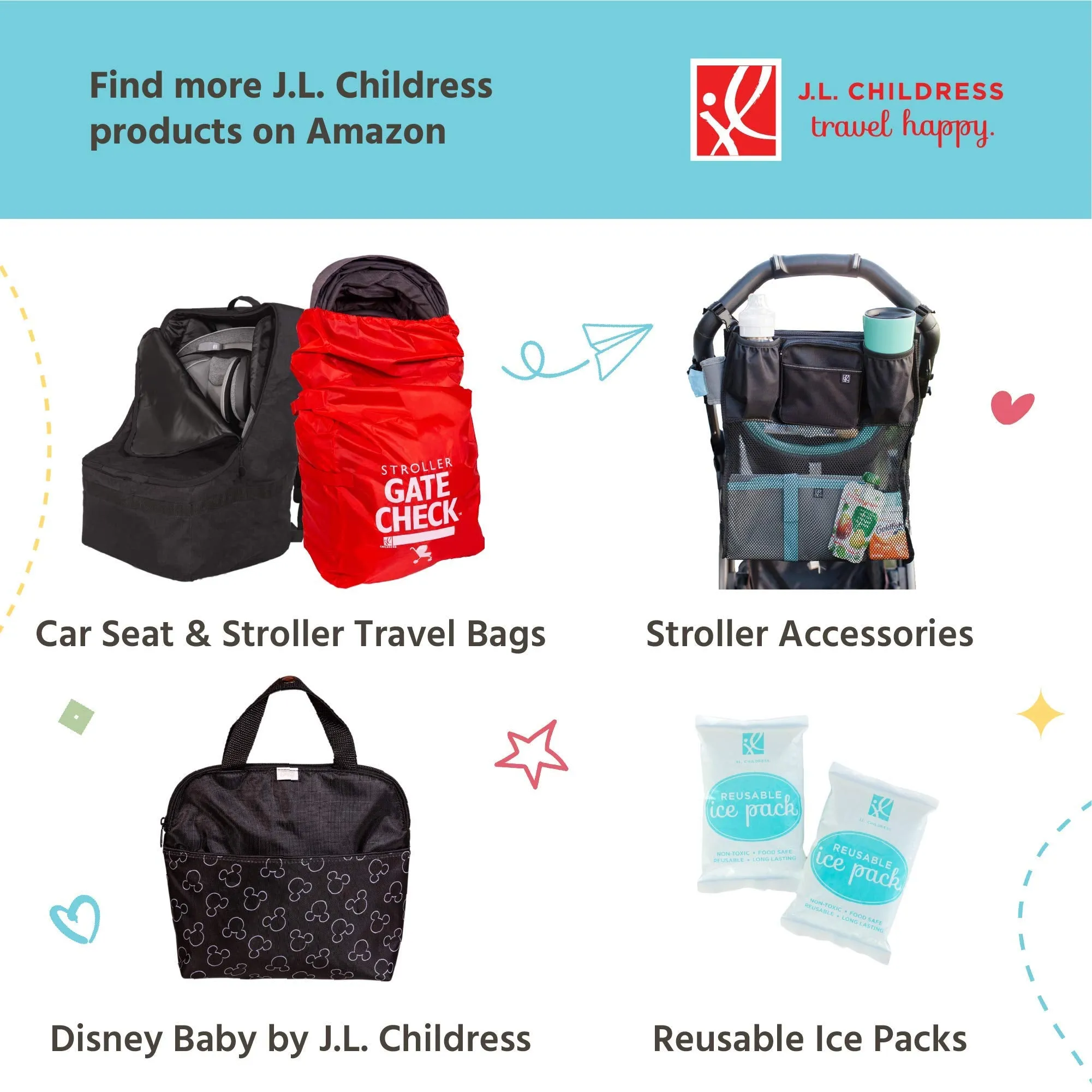 J.L Childress 6 Bottle Cooler, Insulated Breastmilk Cooler and Lunch Bag for Baby Food and Bottles, Leak-Proof and Heat-Sealed, Ice Pack Included