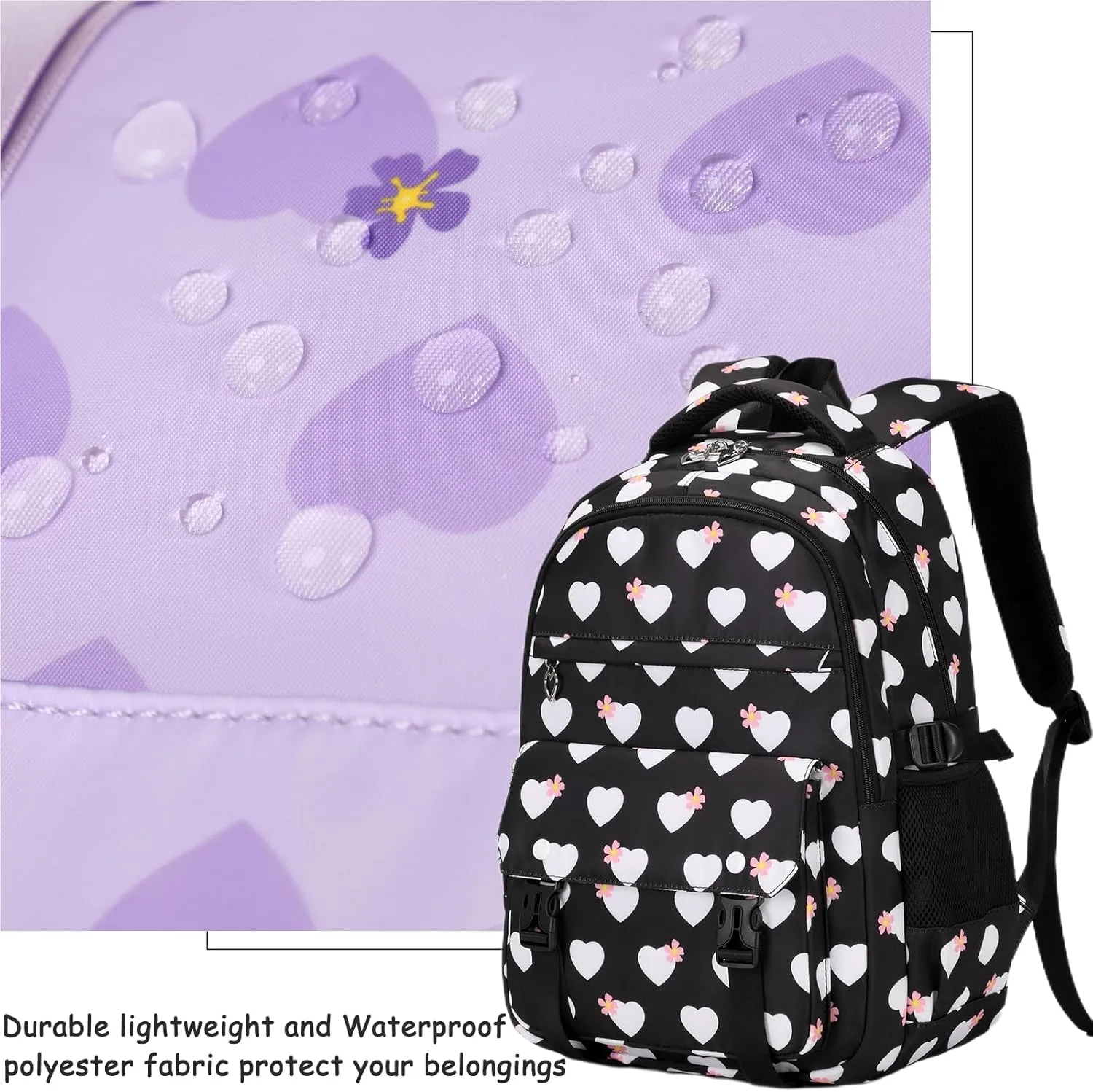 Joyfulife Kids Backpack for Girls Elementary Primary Middle School Bag Teens Childs Bookbag Back to School Bag with Lunch Box Set
