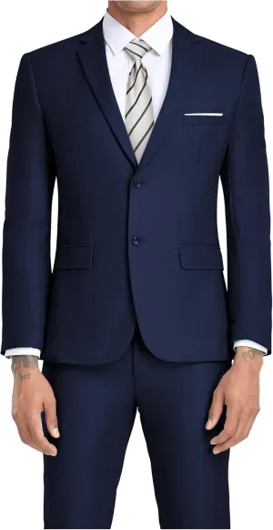 JPF Men's 2 Piece Slim Fit Suit Set, Two Button Solid Jacket Pants with Tie Suits for Men