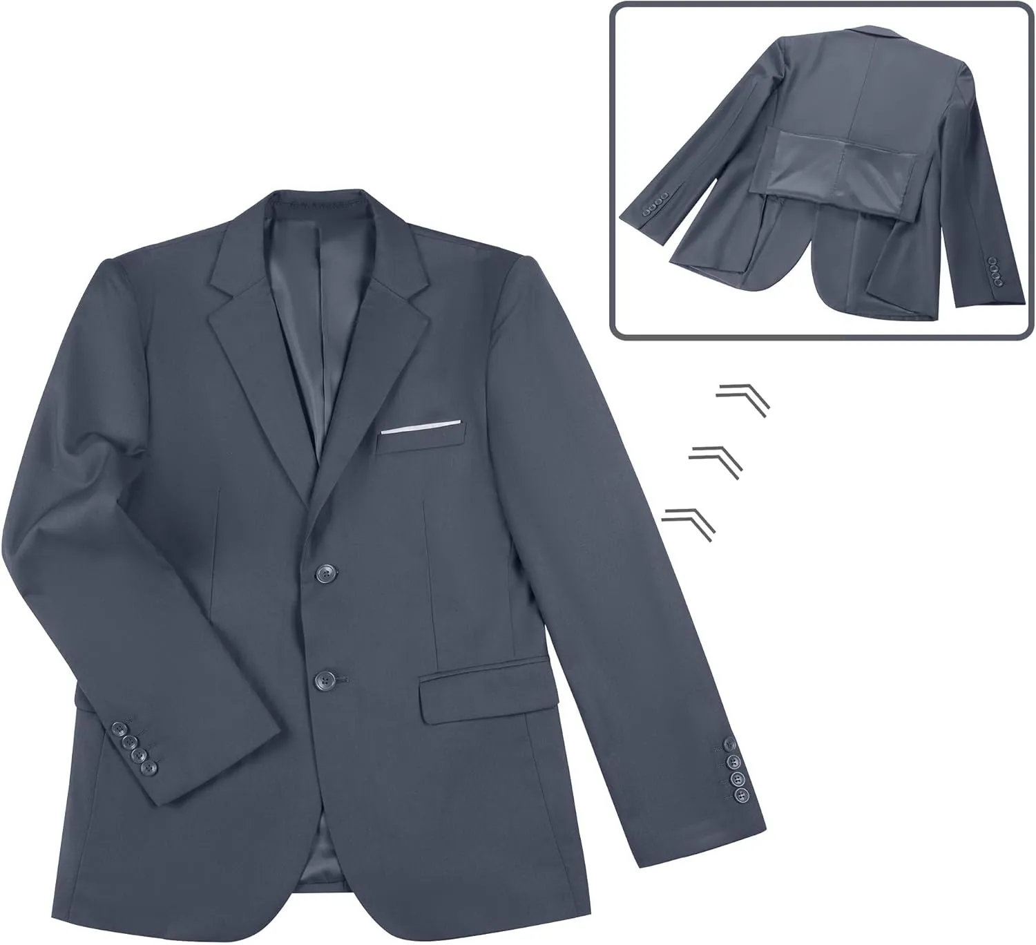 JPF Men's 2 Piece Slim Fit Suit Set, Two Button Solid Jacket Pants with Tie Suits for Men