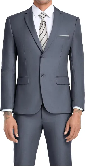 JPF Men's 2 Piece Slim Fit Suit Set, Two Button Solid Jacket Pants with Tie Suits for Men