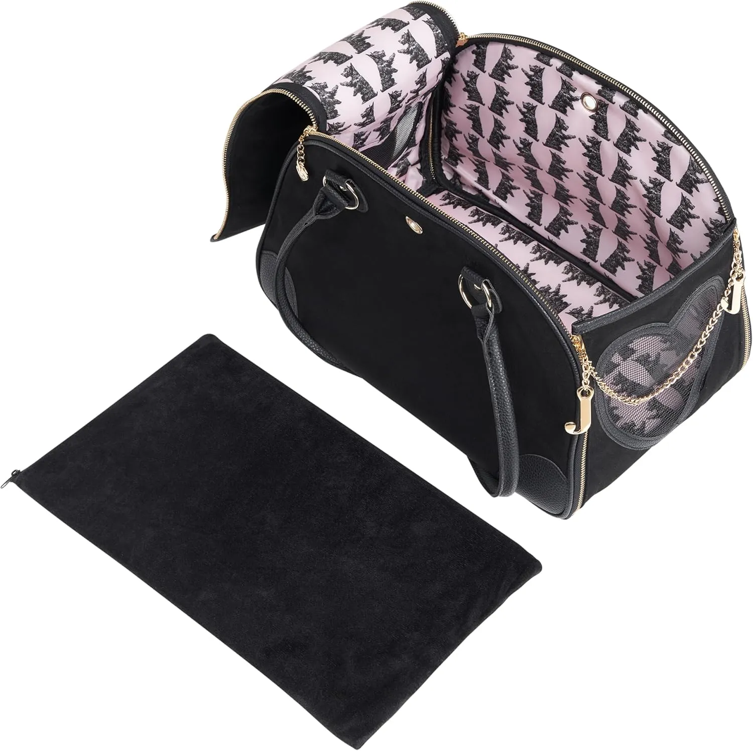 Juicy Couture Give Me Treats Pet Carrier - Stylish Black Travel Bag for Small Dogs and Cats