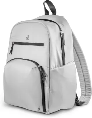JuJuBe New Deluxe Diaper Bag Backpack with Portable Changing Pad, Stroller Straps, Large Travel Backpack for Boy or Girl, Carrying Baby Bottles, Diapers, Pacifiers, Grey, Mother's Day Gift