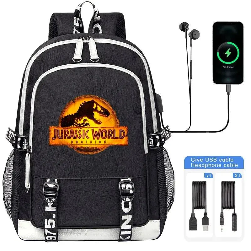 Jurassic World Indominus Rex Hybrid Predator Boy Girl Backpack Kids USB Book Bag Men large capacity Traveling Backpack