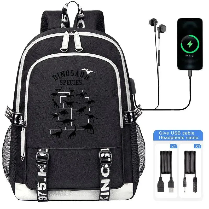 Jurassic World Indominus Rex Hybrid Predator Boy Girl Backpack Kids USB Book Bag Men large capacity Traveling Backpack