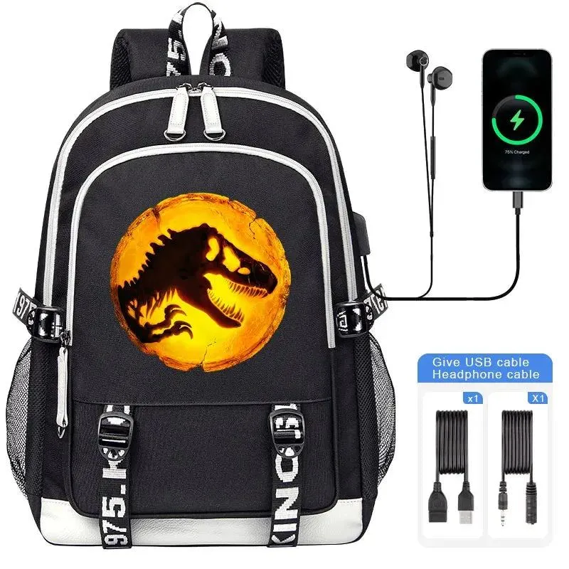 Jurassic World Indominus Rex Hybrid Predator Boy Girl Backpack Kids USB Book Bag Men large capacity Traveling Backpack