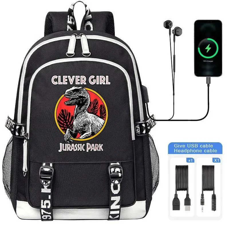 Jurassic World Indominus Rex Hybrid Predator Boy Girl Backpack Kids USB Book Bag Men large capacity Traveling Backpack