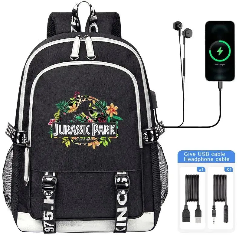 Jurassic World Indominus Rex Hybrid Predator Boy Girl Backpack Kids USB Book Bag Men large capacity Traveling Backpack
