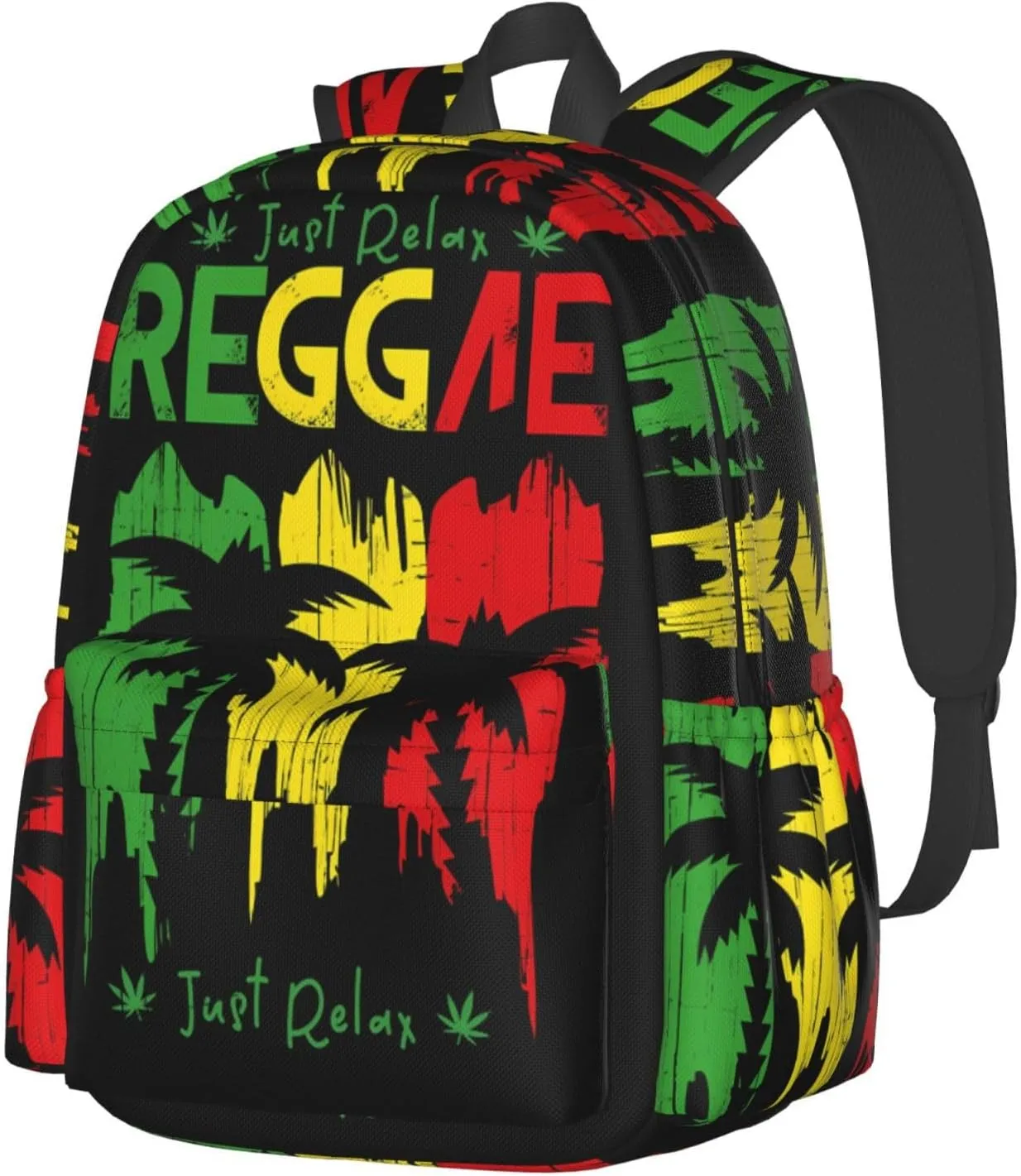 Just Relax Reggae Music Casual Backpacks Large Travel Backpack Laptop Rucksack Sports Daypack Adjustable Strap Bag for Camping Hiking