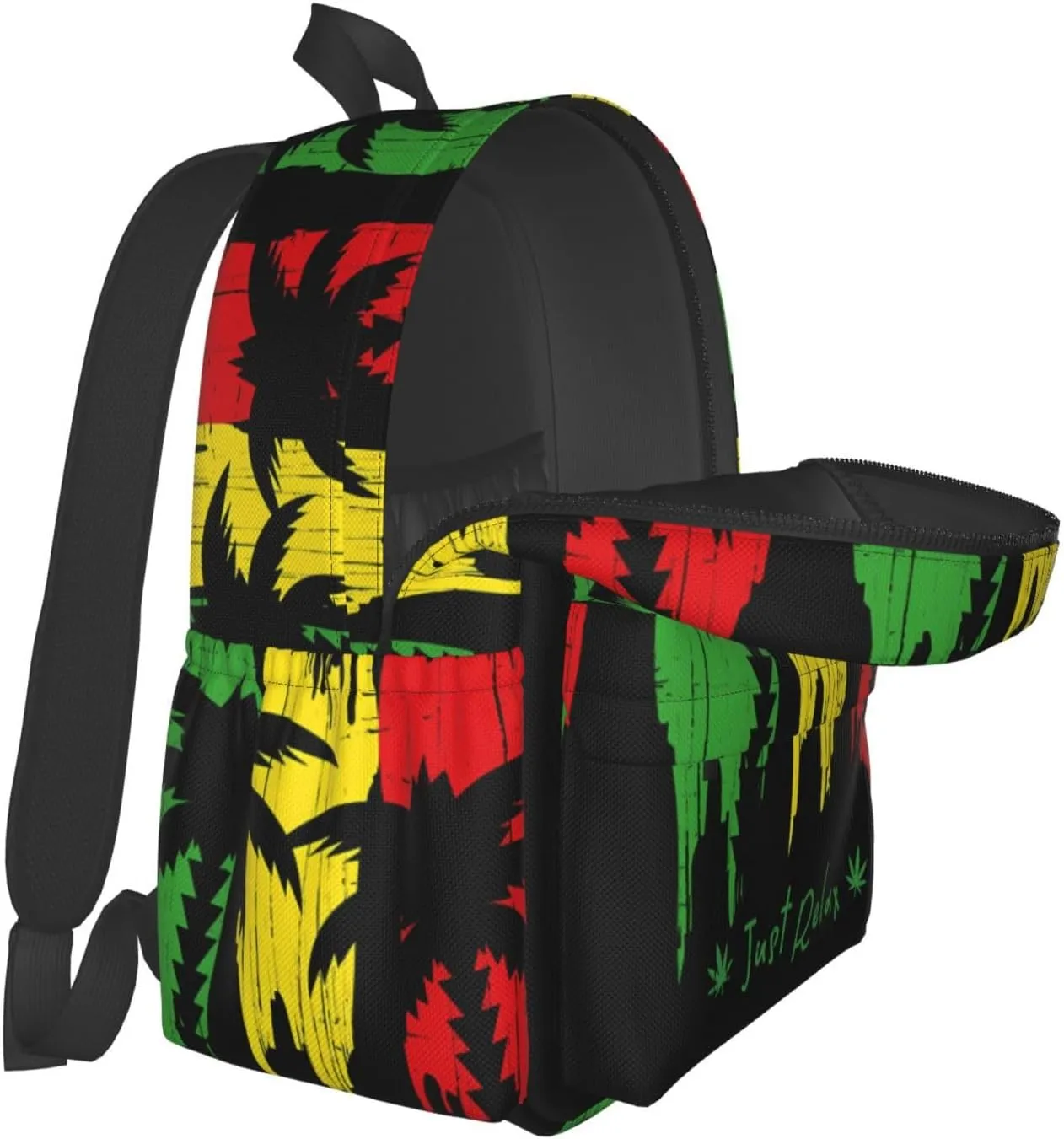 Just Relax Reggae Music Casual Backpacks Large Travel Backpack Laptop Rucksack Sports Daypack Adjustable Strap Bag for Camping Hiking