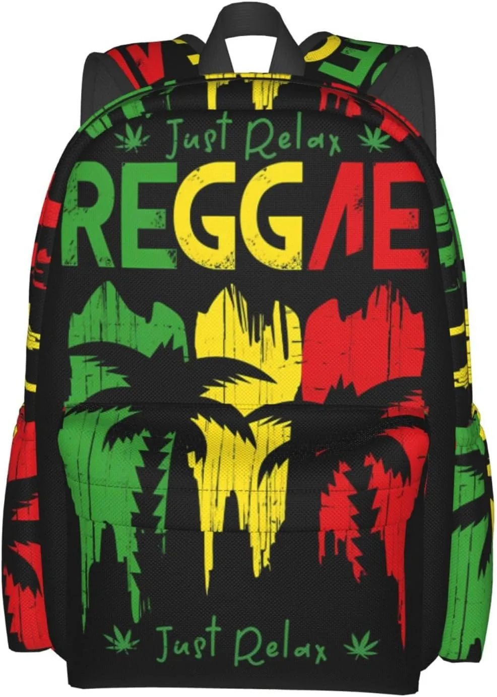 Just Relax Reggae Music Casual Backpacks Large Travel Backpack Laptop Rucksack Sports Daypack Adjustable Strap Bag for Camping Hiking