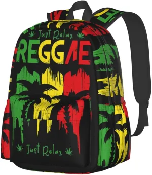 Just Relax Reggae Music Casual Backpacks Large Travel Backpack Laptop Rucksack Sports Daypack Adjustable Strap Bag for Camping Hiking
