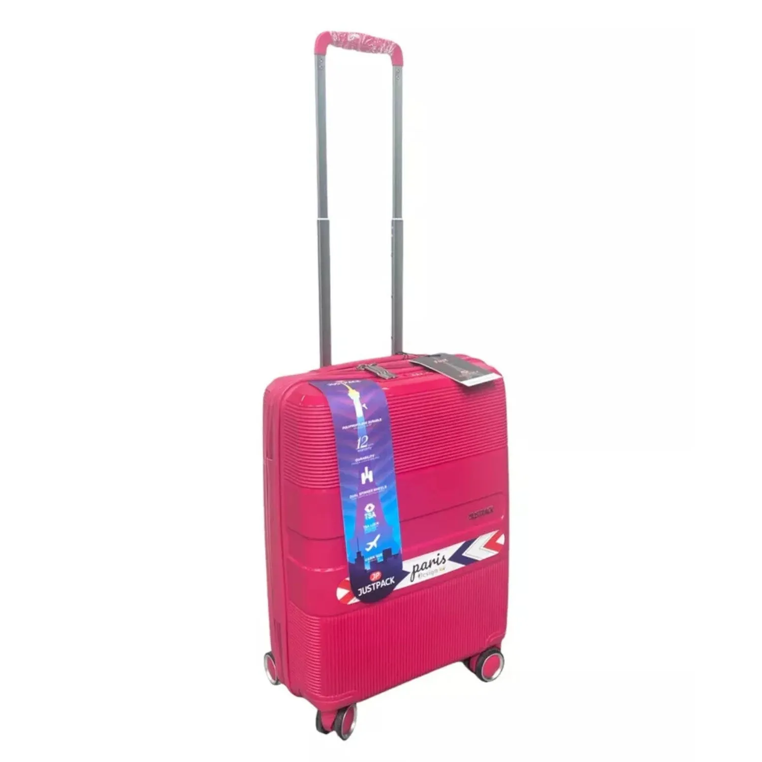 Justpack Pl106-  PP unbreakable 8 wheels Cabin Luggage - Pink