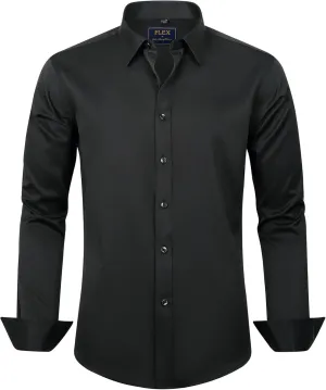 J.VER Boy's Long Sleeve Dress Shirts Solid Stretch Wrinkle-Free Shirt Kids Casual Button Down Shirts