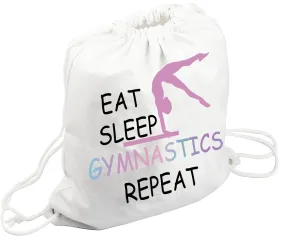JYTAPP Gymnastics Gifts Gymnastics Drawstring Bag Eat Sleep Gymnastics Backpack Gymnasts Gifts (white)