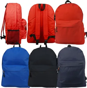 K-Cliffs Wholesale Classic Backpack 18 inch Basic Bookbag Padded Back Bulk Case Lot of 30pcs Simple Schoolbag Assorted Color