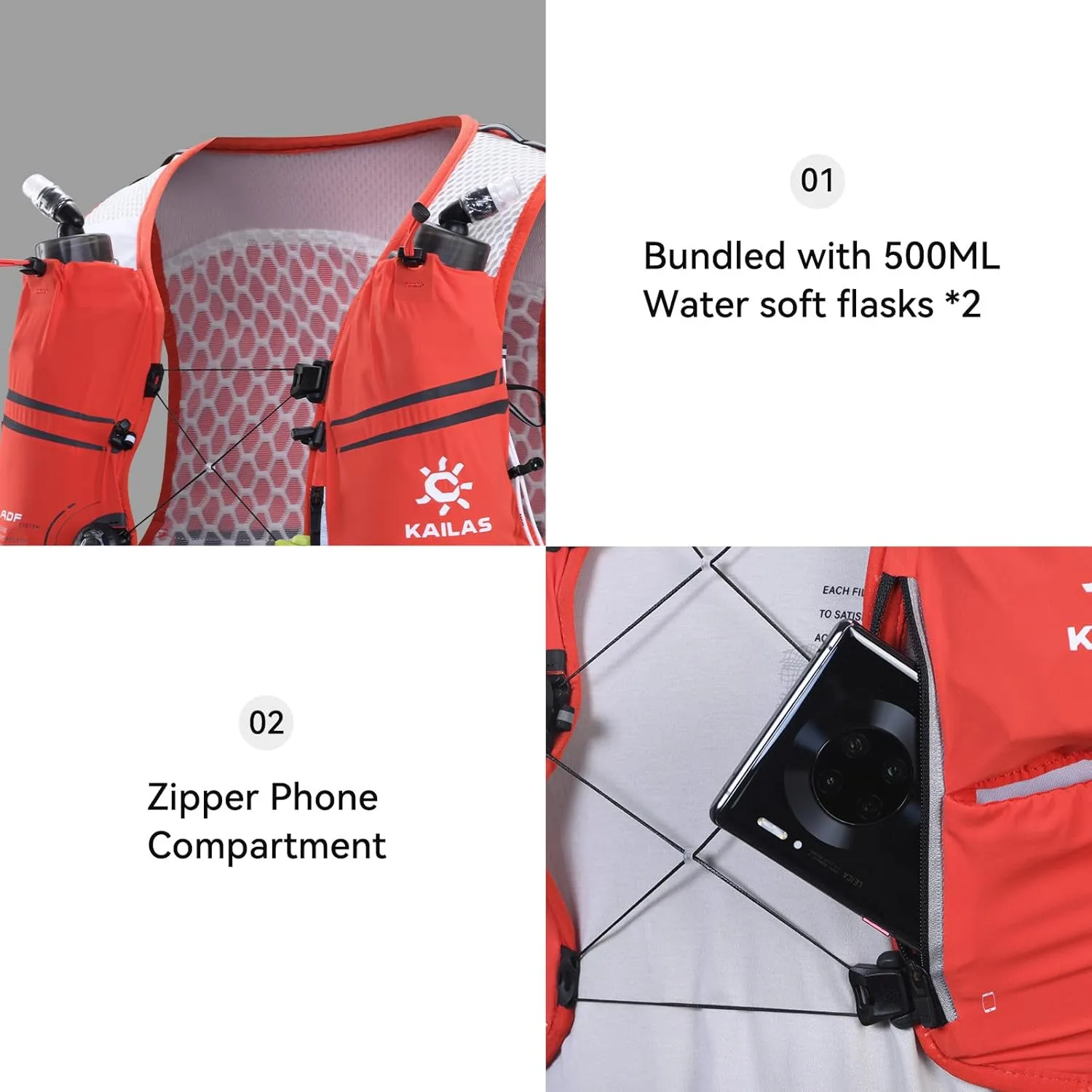 KAILAS FUGA AIR 5 Ⅳ Running Hydration Vest Hydration Pack Lightweight with Two TPU Water Bladders for Women Men Trail Cycling Hiking