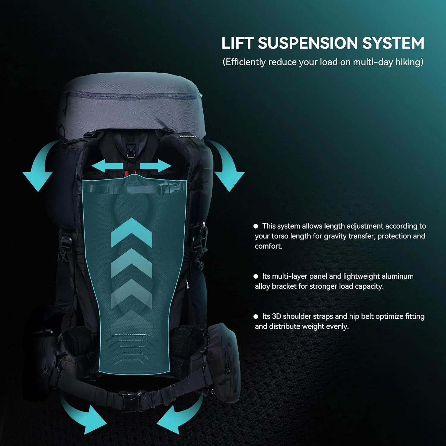 KAILAS RIDGE III 65 5L Hiking Backpack Trekking Daypack Outdoor Backpacking Waterproof Lightweight Internal Frame Backpack for Traveling Camping with Rain Cover Oxidized Orange S